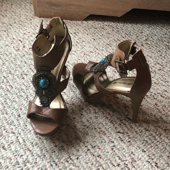 Body Central open toe heel. Turquoise front - Picture 4 of 7